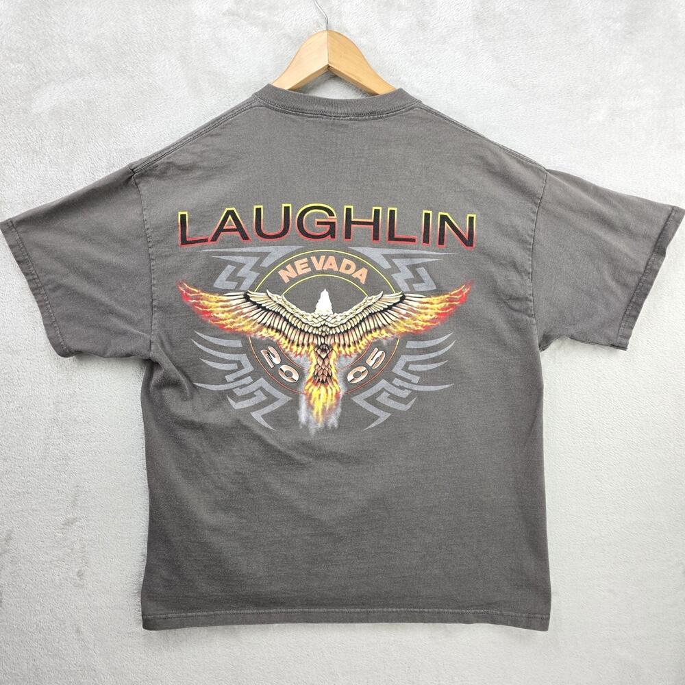 Vintage Laughlin Nevada Shirt Large Y2K Eagle Harley Davidson Motorcycle Aztec